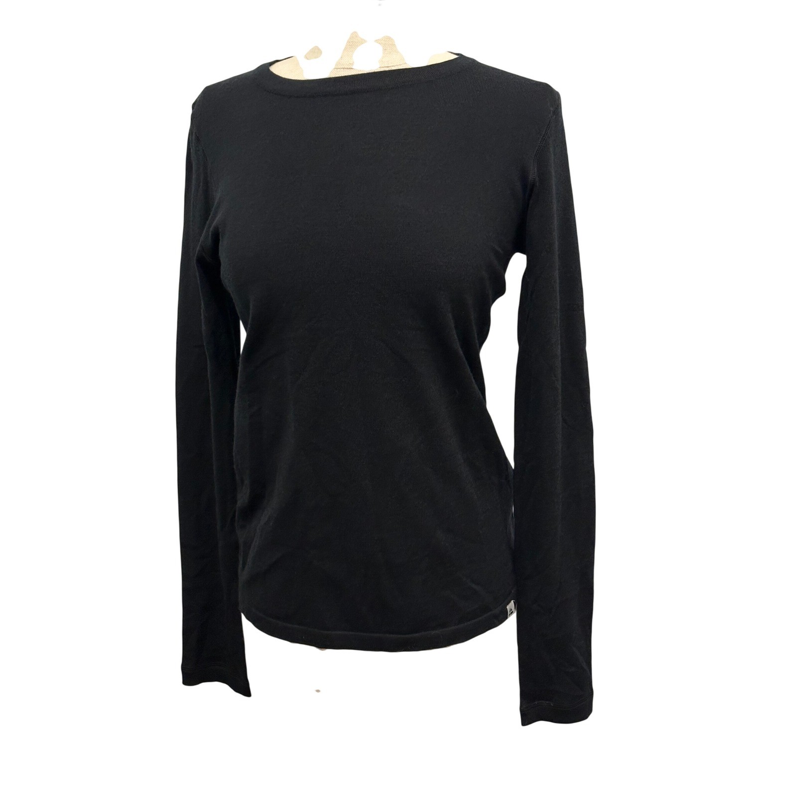 Danish Endurance Womens Merino Wool Blend Long Sleeve Base Layer Top Black S