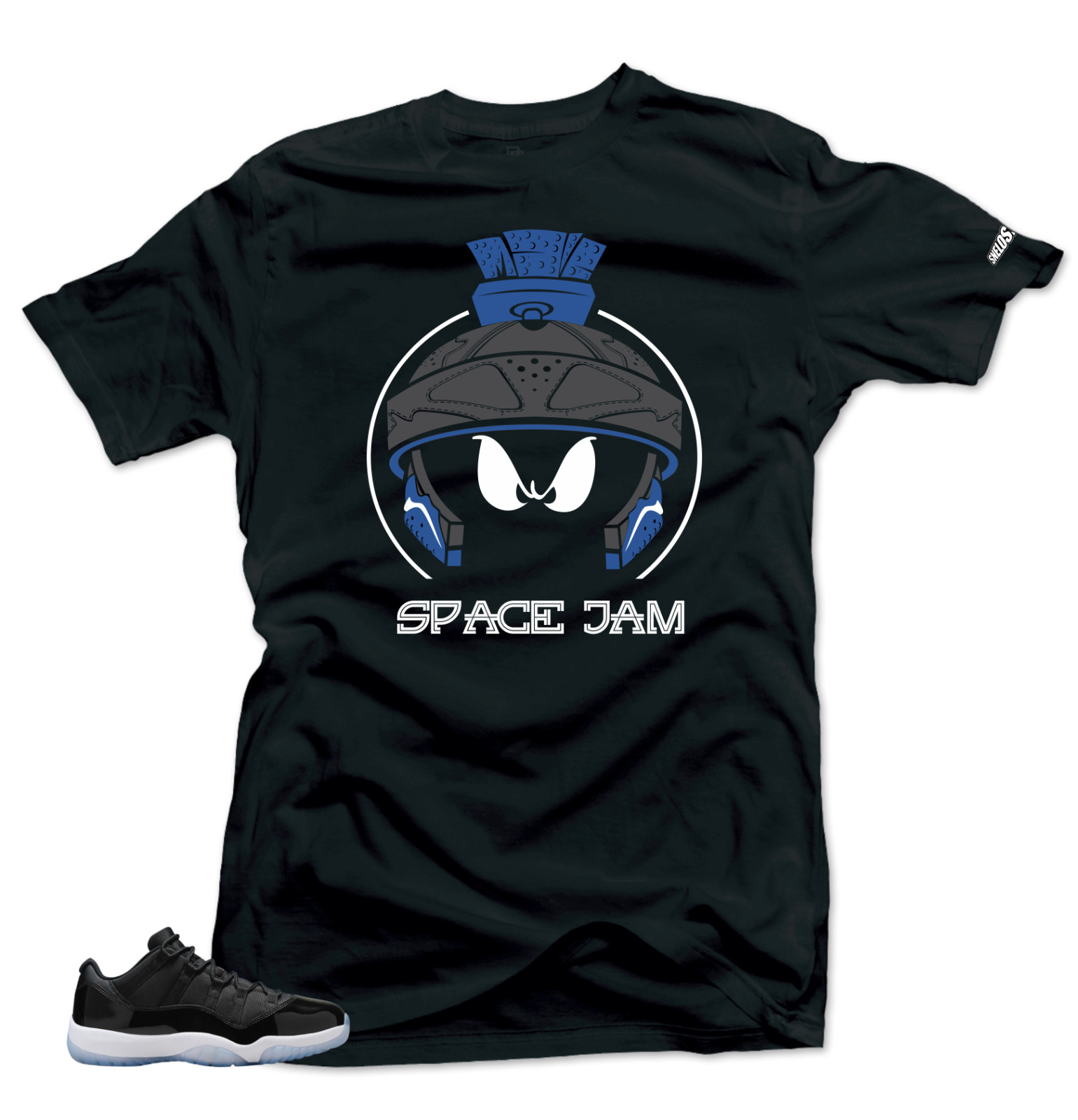 Shirt To Match Jordan 11 Space Jam Low-Marvin-Blue-Snelos Black Tees