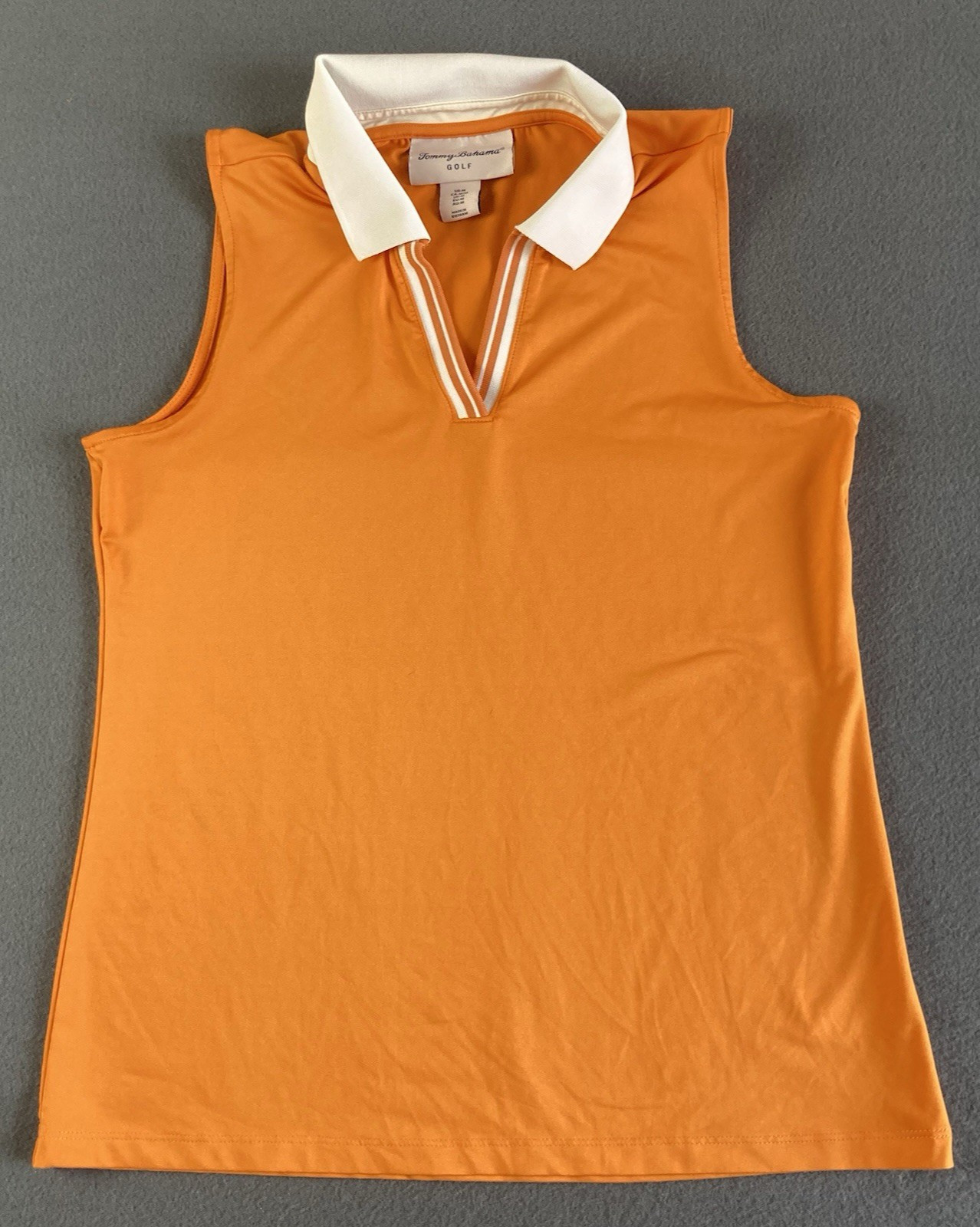 Tommy Bahama Golf Collared Tank Top Women’s Size Medium Orange Stretch V-neck