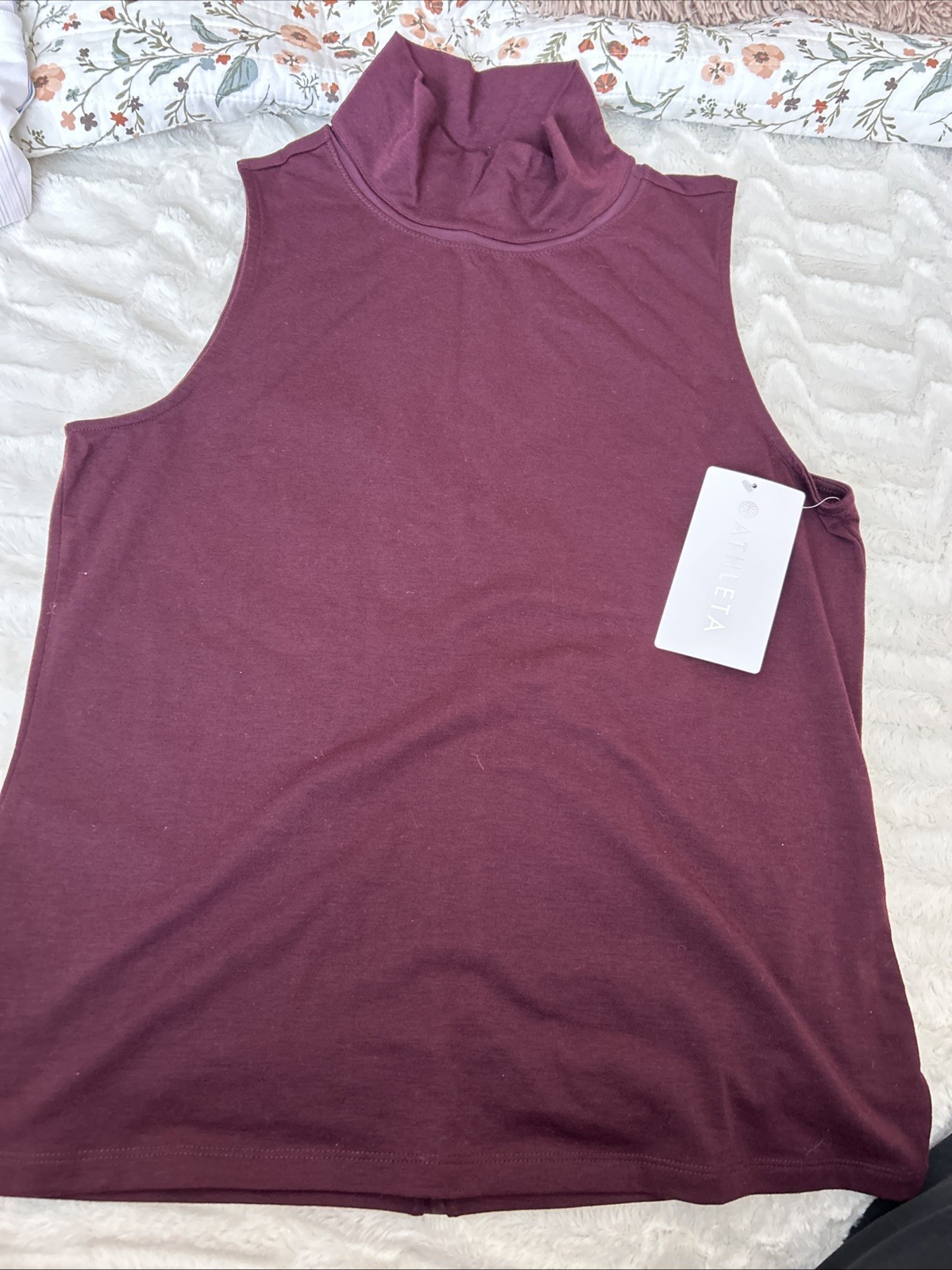 Athleta Industry Tank Size Medium Burgundy Merino Wool Blend