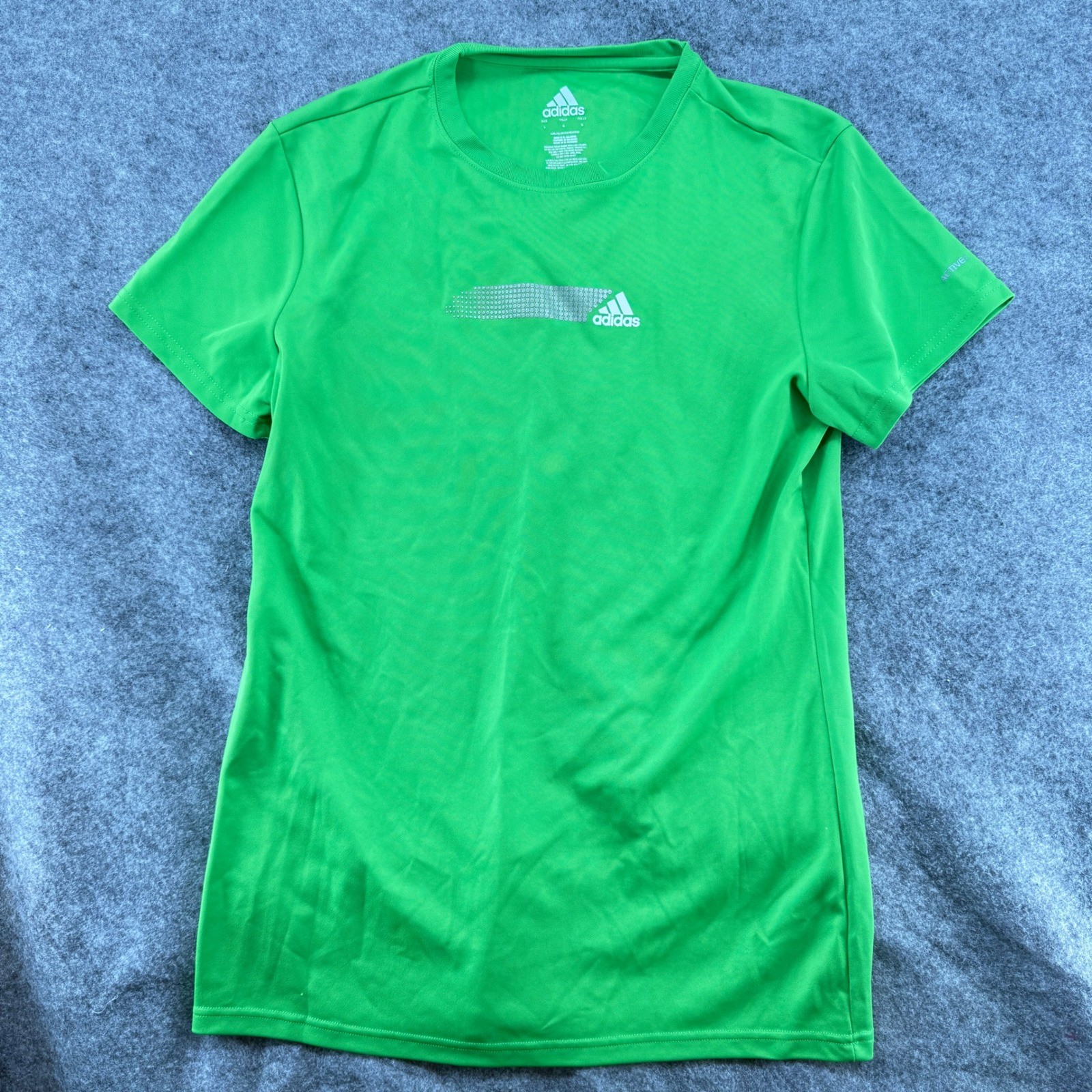 Adidas Active T-Shirt Women Large Green Short Sleeve Graphic Logo Performance