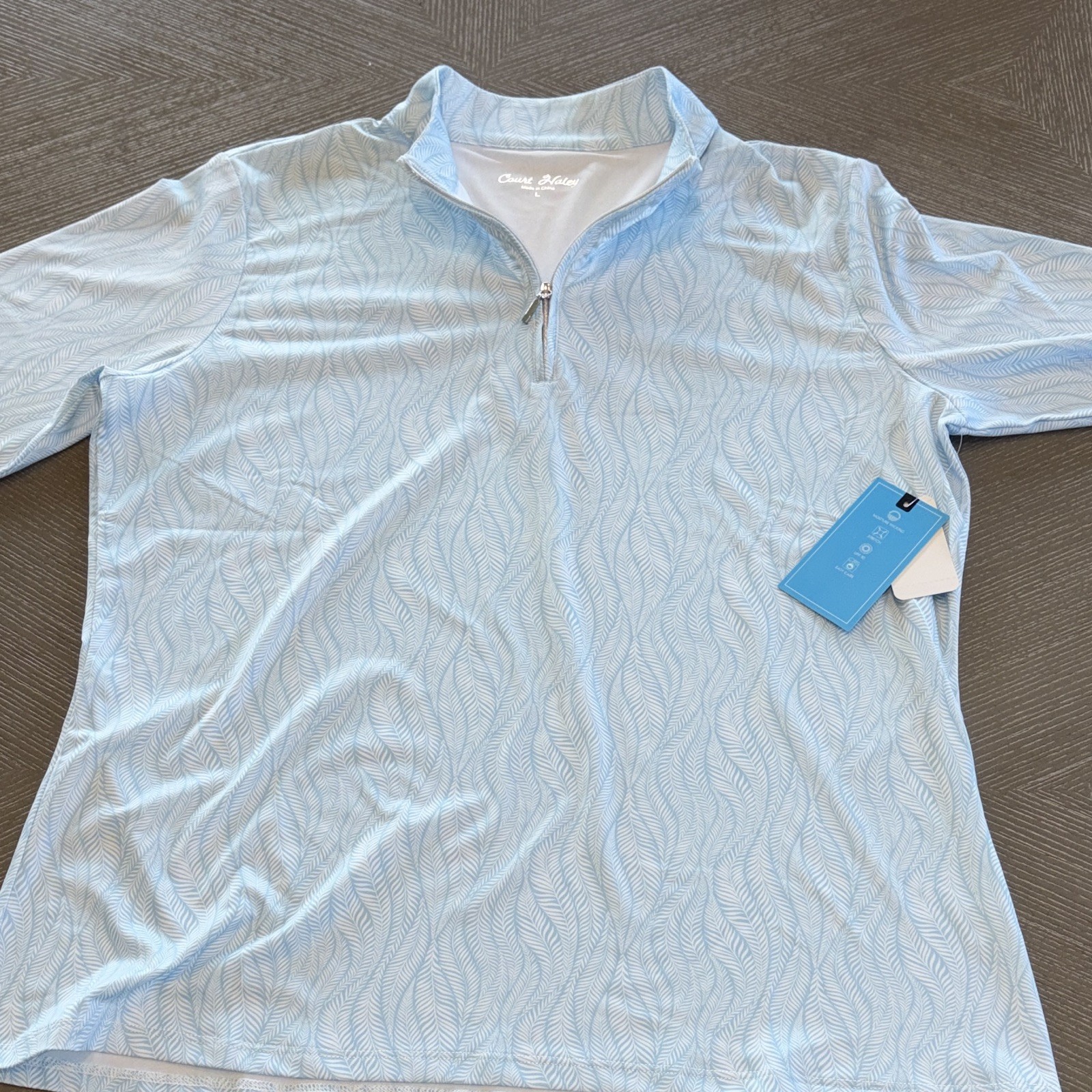 Court Haley Sport Haley Women’s L Blue/White Leaf 1/4 Zip Long Sleeve UPF 30
