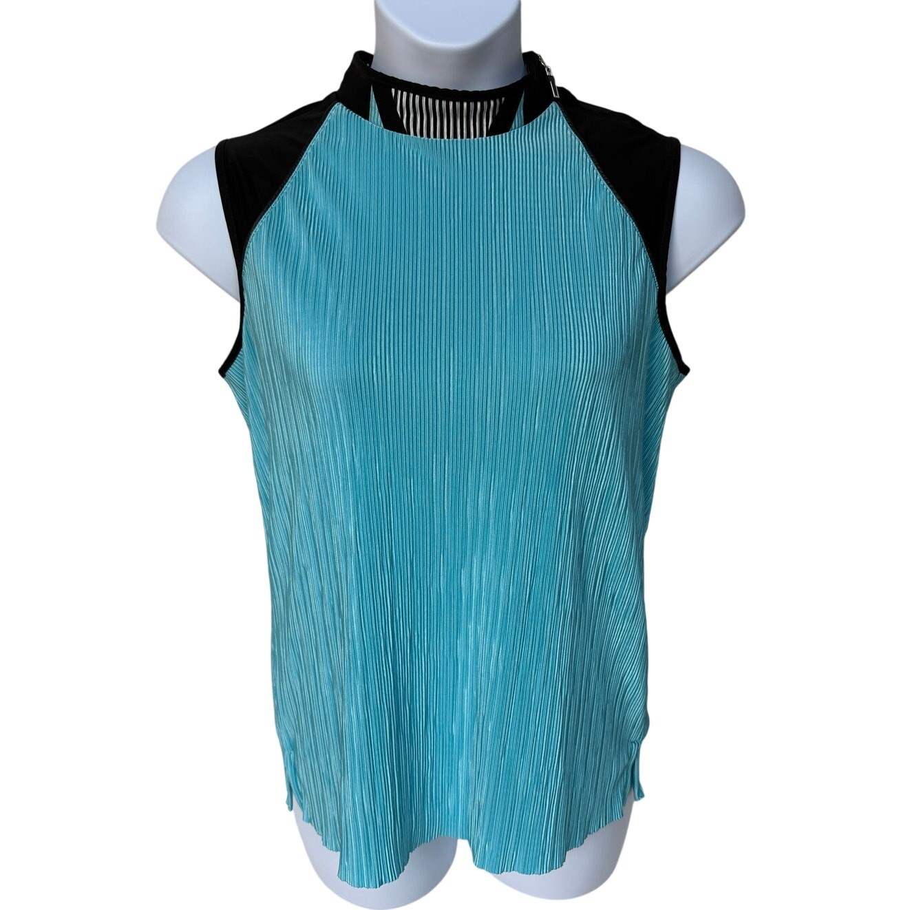 Jamie Sadock Colorblock Lightweight Crinkle Fabric Sleeveless Golf Shirt size L