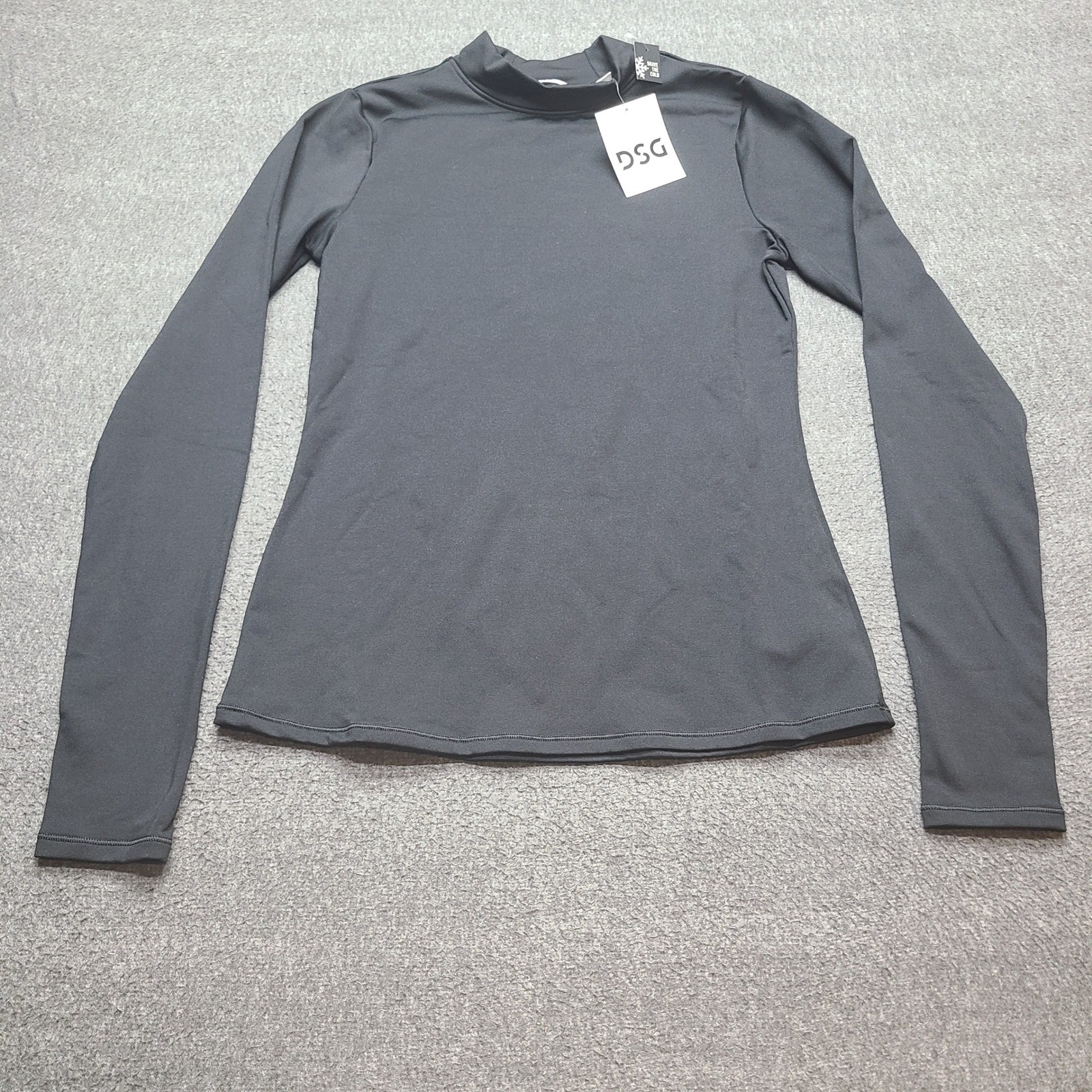 DSG Mock Neck Top Womens S Black NEW Cold Weather Compression Thumbholes