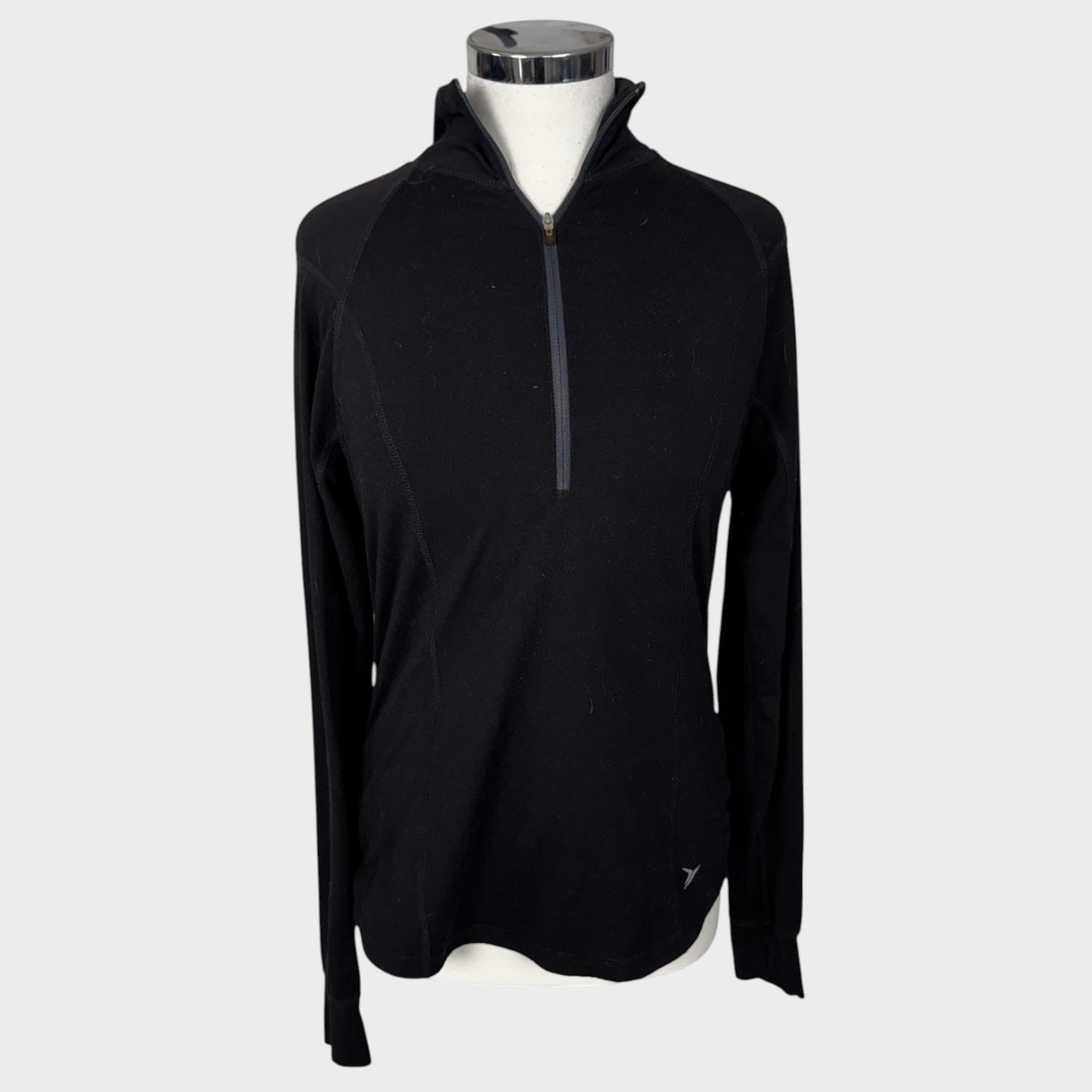 Old Navy Active Semi-Fitted Medium Quarter Zip Black Top Polyester Spandex