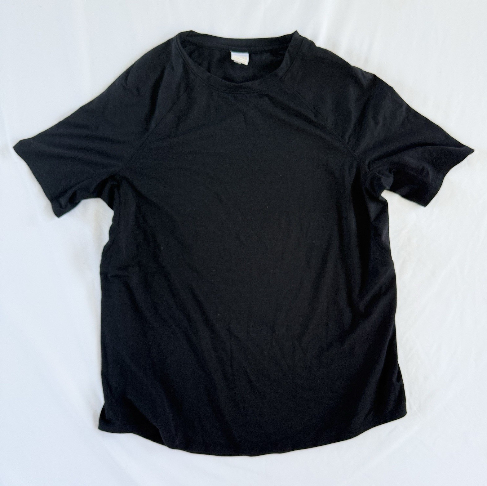 Lole Performance Wool Tee Womens Black Short Sleeve Merino Blend Raglan L Hiking