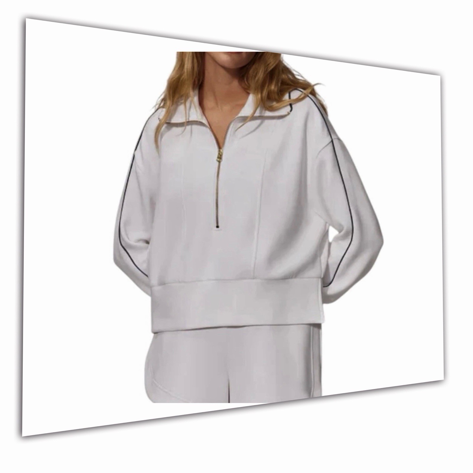 Varley Women’s Davenport Half-Zip Sweater, Long Sleeve. White. Sz M . New.
