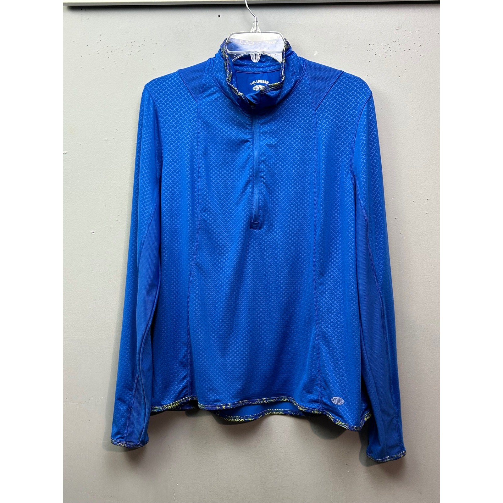 Reel Legends Pullover Womens Large Blue Long Sleeve Quarter Zip Athletic Light