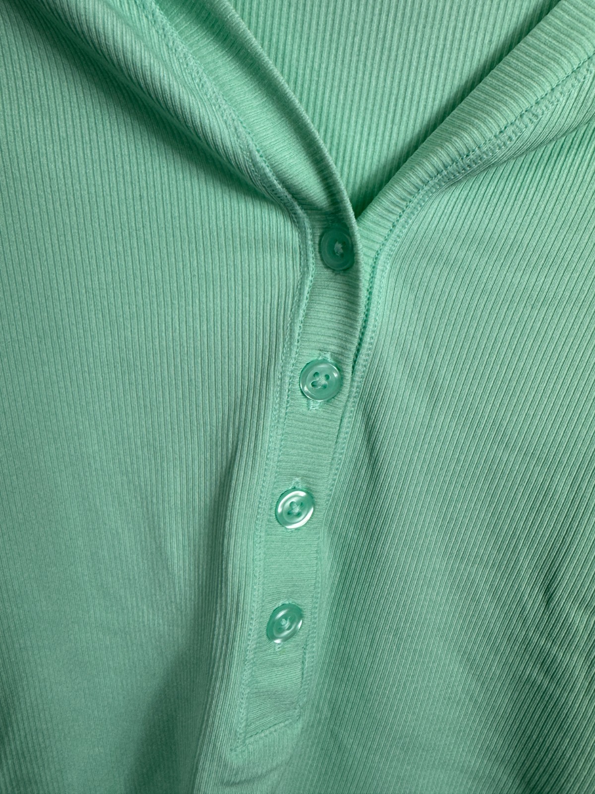 ATHLETA Uptempo Ribbed Henley Button Thumb L/S Top Mint Green Women XS $69 NEW