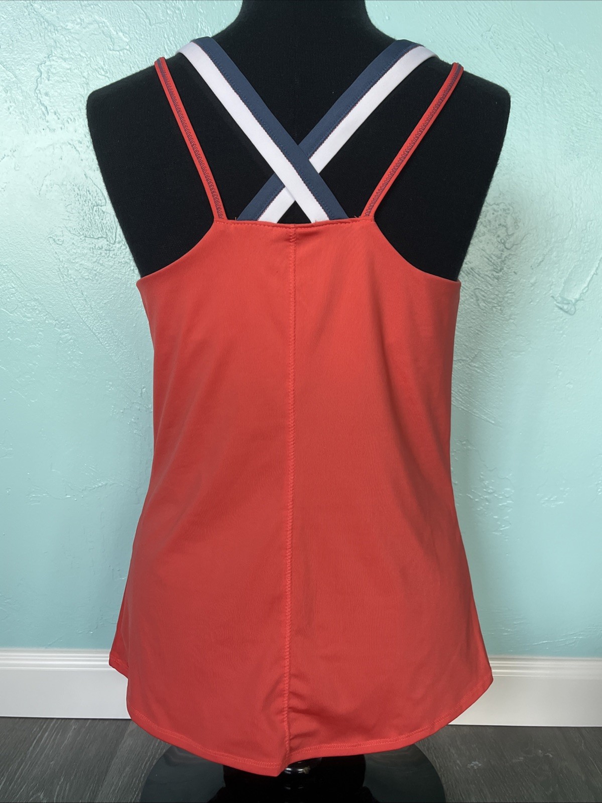 GUC Lucky In Love Double CrossStrap Tank Top w/ Sports Bra CORAL PINK MEDIUM $69