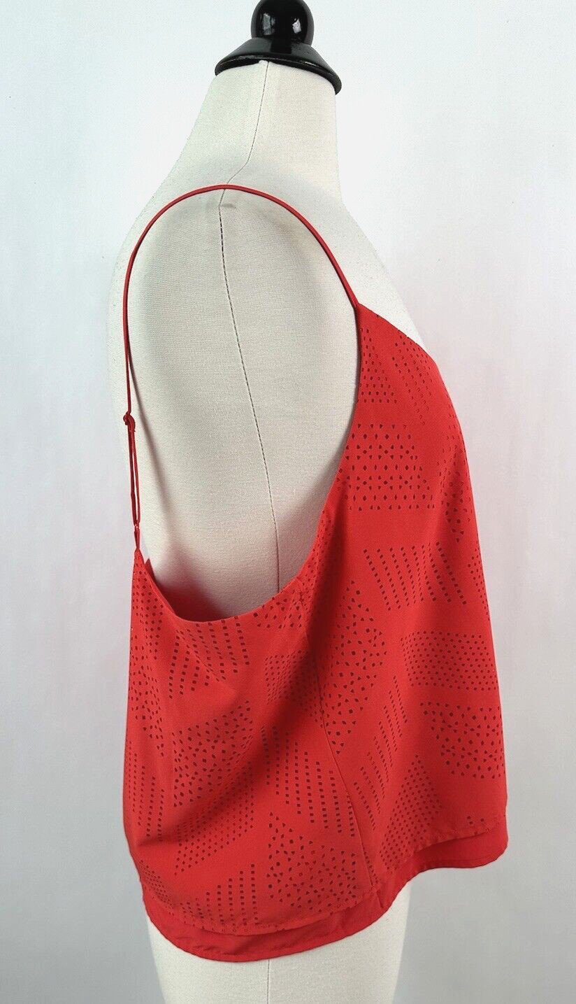 Athleta Perforated Cami XL Saffron Red Orange Athletic Tank Adjustable Strap NWT