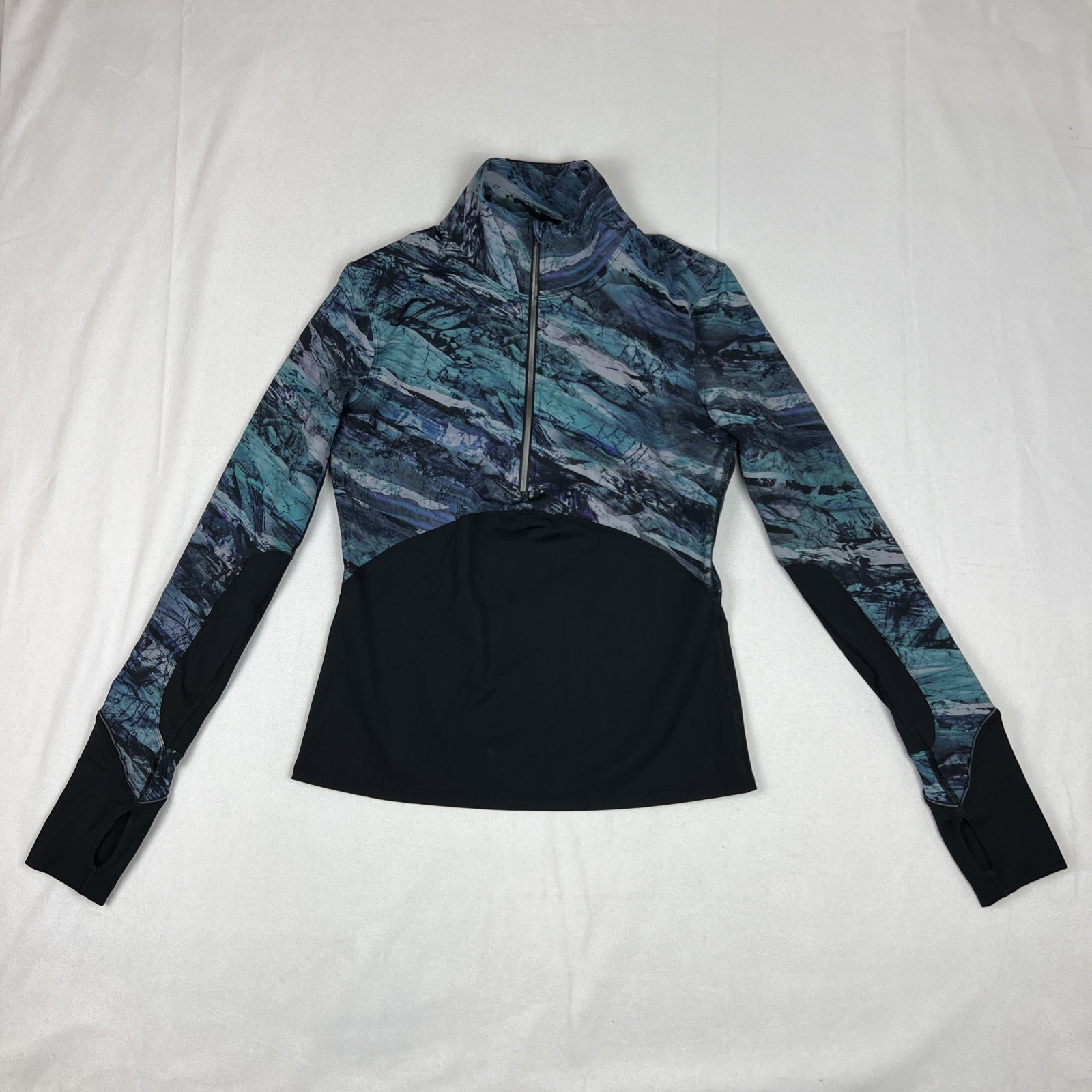 Lululemon Pullover Women’s Size 6 New Route 1/2 Zip Black / Frozen Island Multi