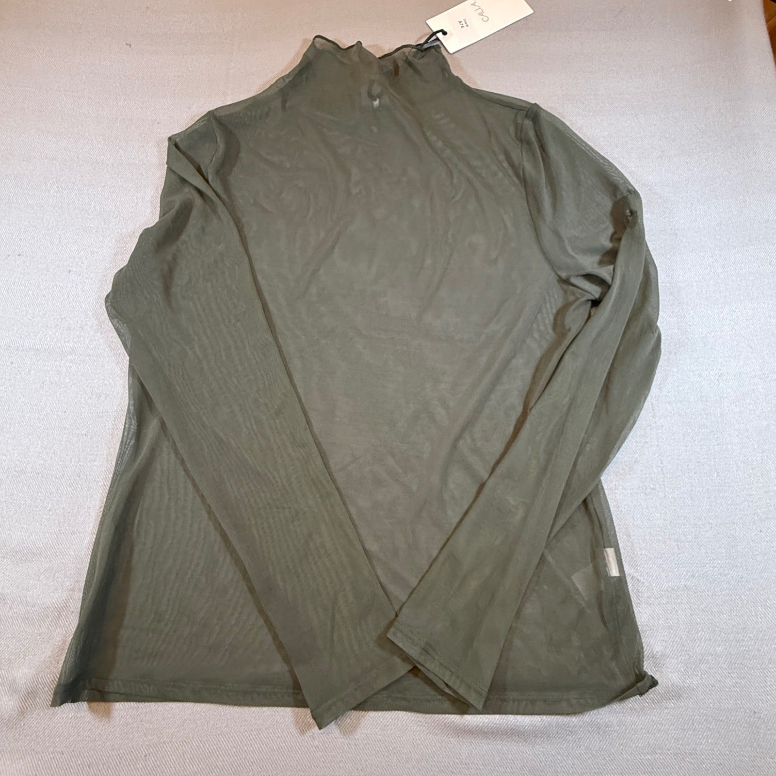 CALIA Draped Funnel Neck Mesh Long Sleeve Ivy Green XXL WAX27 Thumbholes 2220
