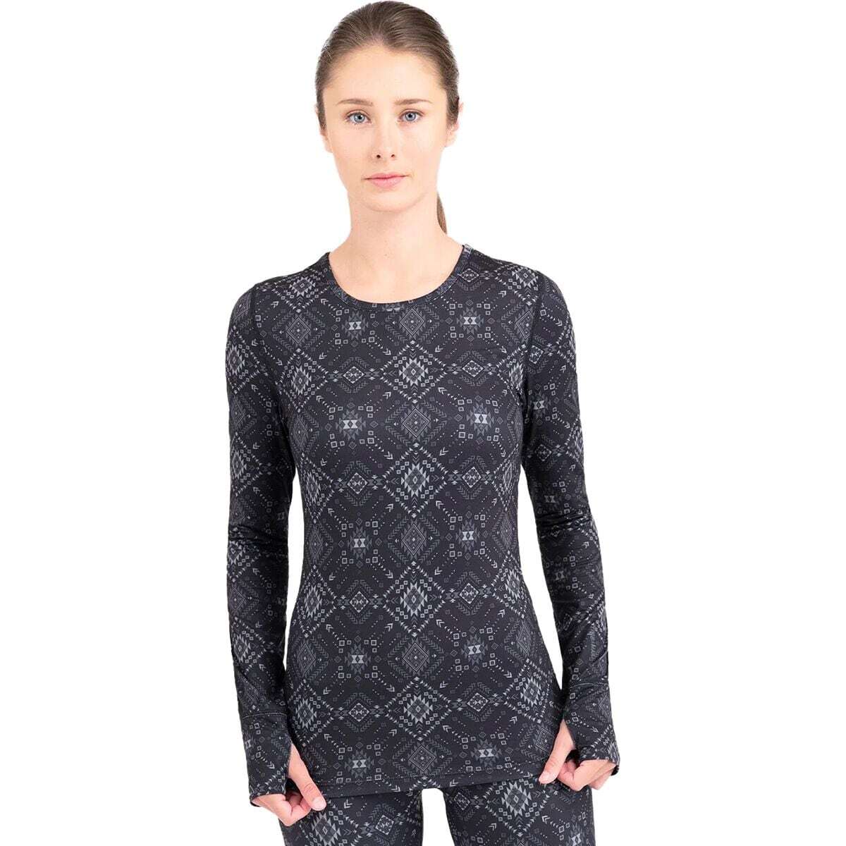 Terramar Cloud Nine 2.0 Midweight Long Sleeve Print Base Layer Top Size Large
