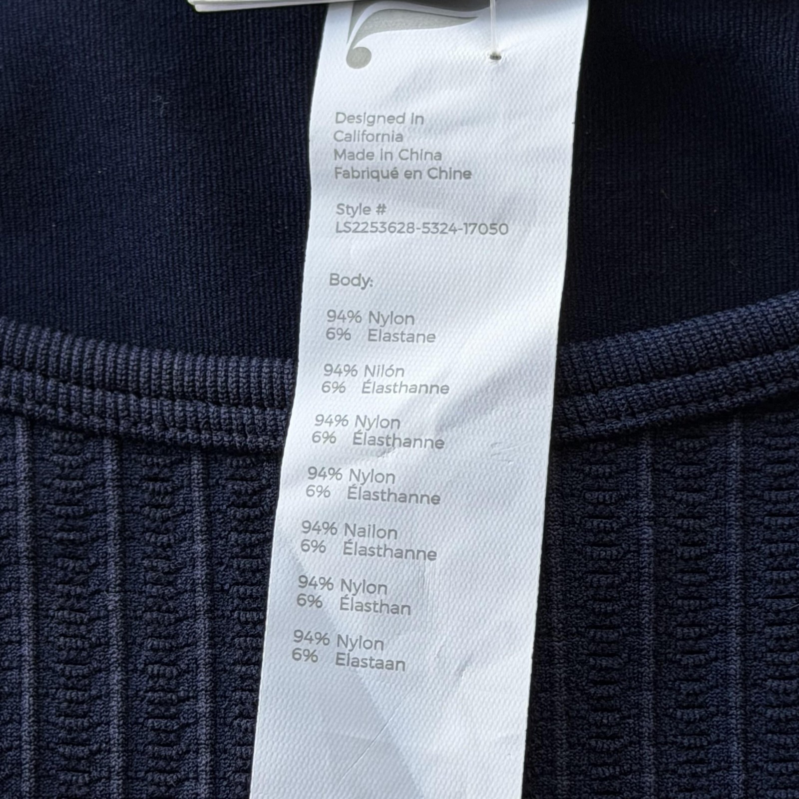 Fabletics Sync Seamless Long Sleeve Shirt Womens Large Navy Blue Workout Gym Top