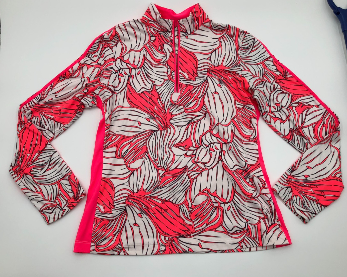 Tall White Label Neon Pink Zip Long Sleeve Athletic pullover Shirt Women’s L
