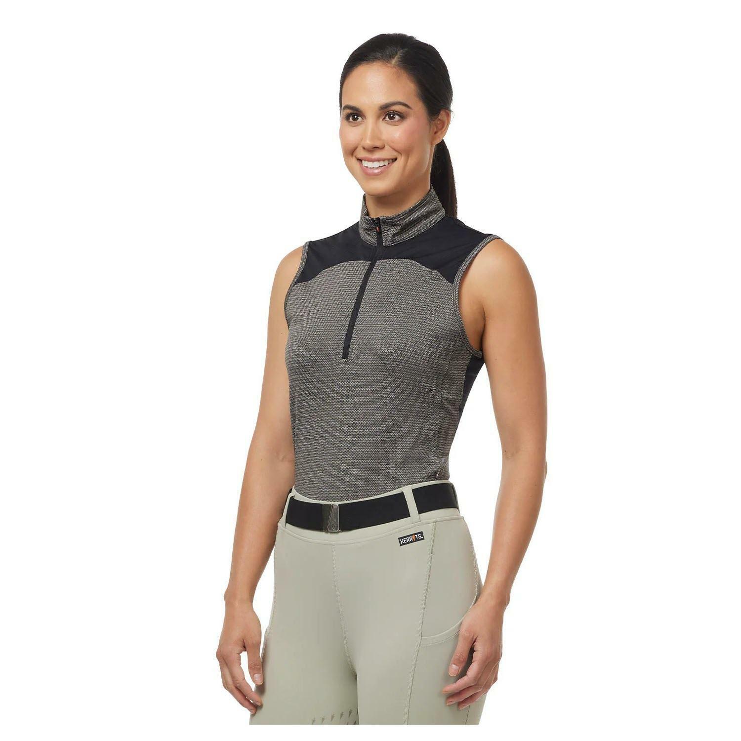 Kerrits Activewear Women’s Quarter Line Sleeveless Zip Top Limestone Top Medium