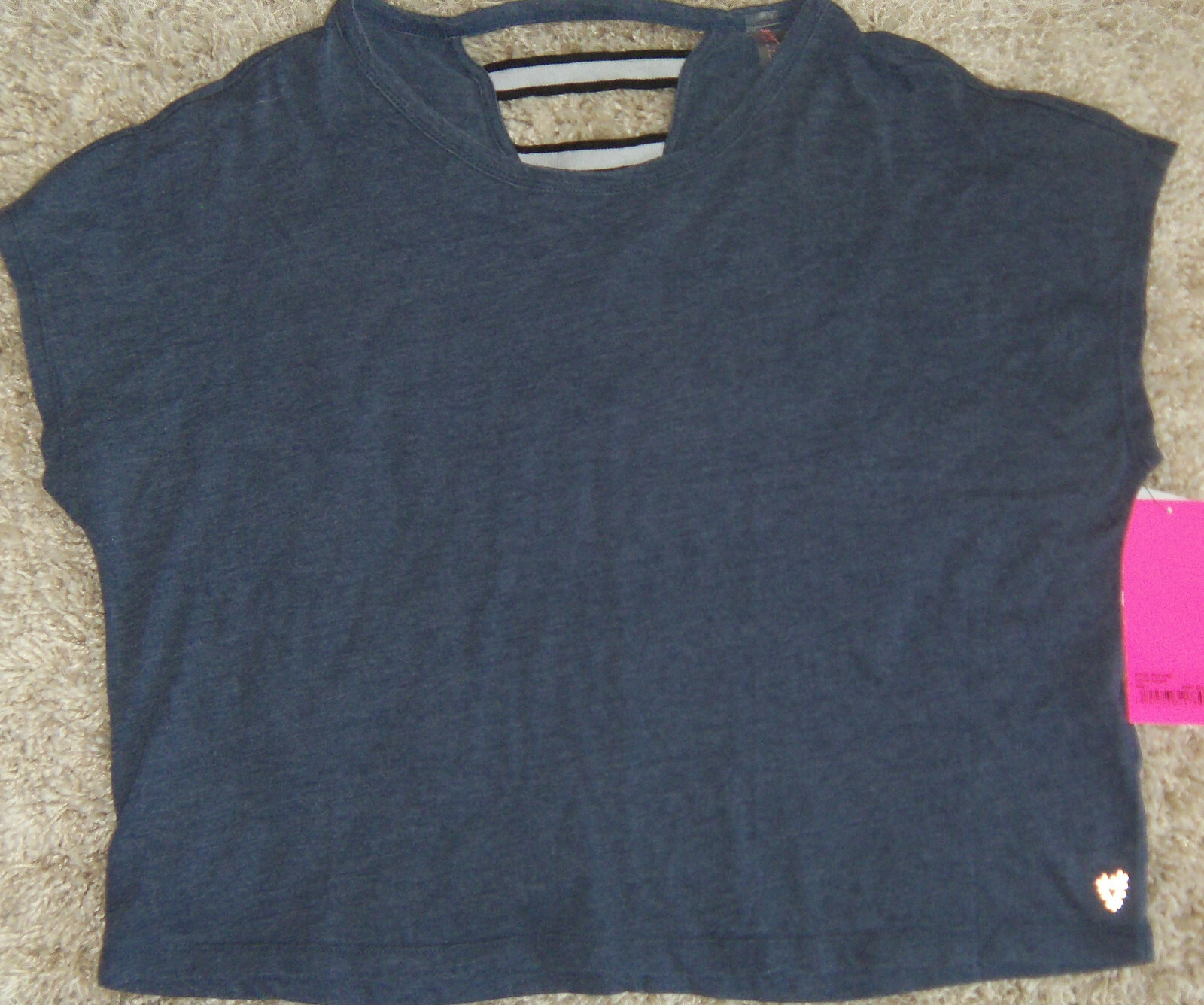 NEW Womens Betsey Johnson Performance Crop Shirt Size L Indigo MSRP $44