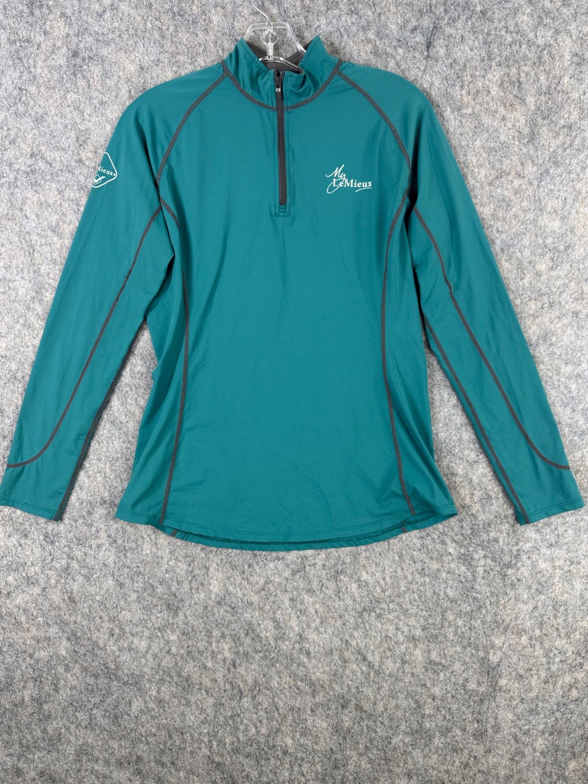 Le Mieux Womens Base Layer Top 1/4 Zip Sz M Turquoise Blue Long Sleeve Pullover
