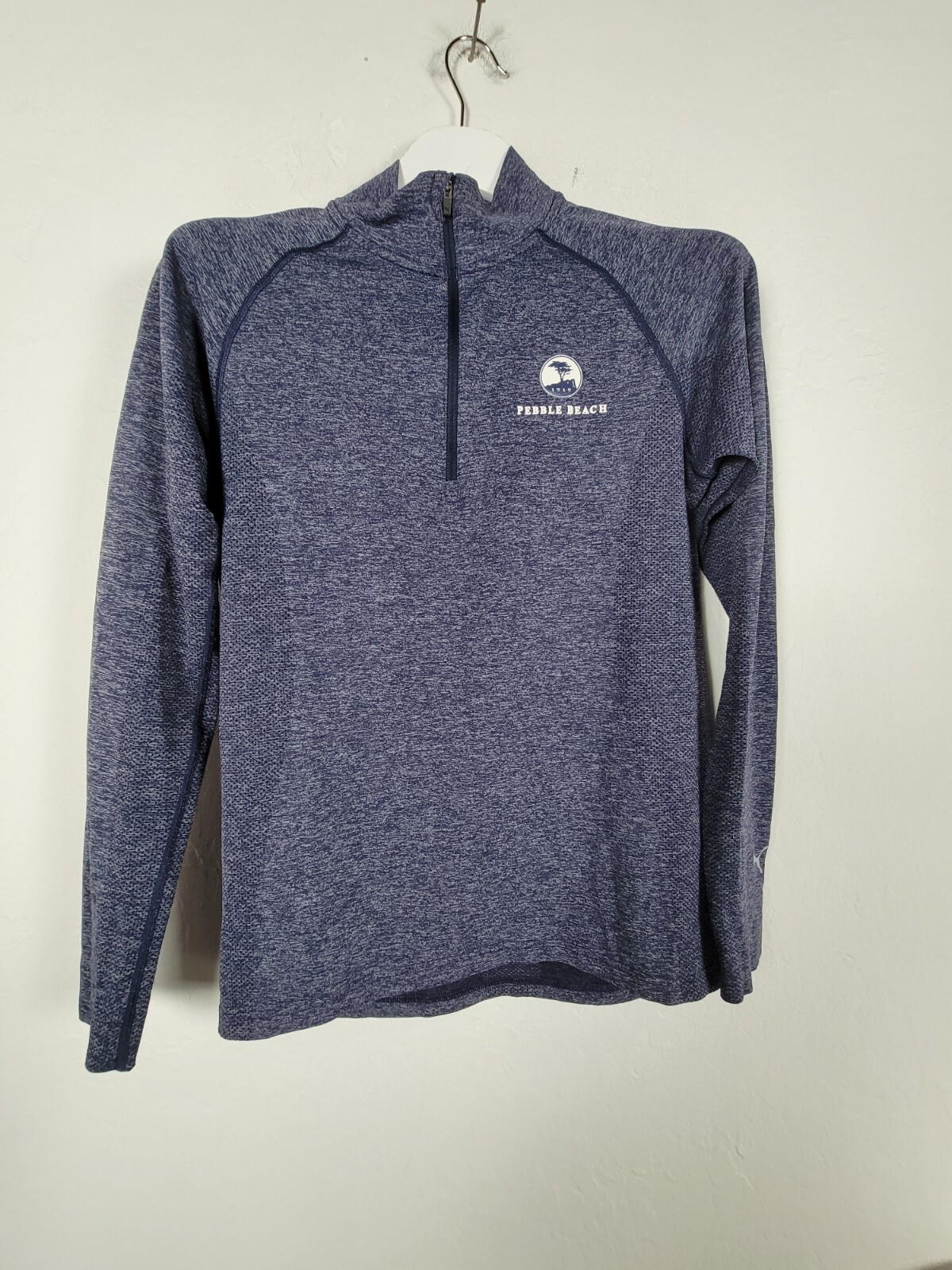 Puma Golf Women Evoknit Seamless 1/4 Zip Pullover Top Medium Blue Pebble Beach