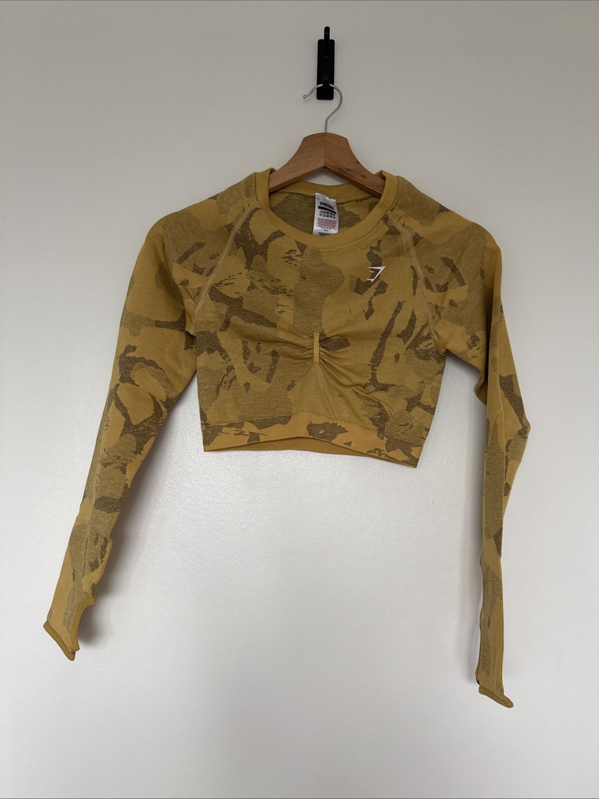 Gymshark Crop Top Womens Size S Adapt Camo Seamless Long Sleeve Logo Polyamide