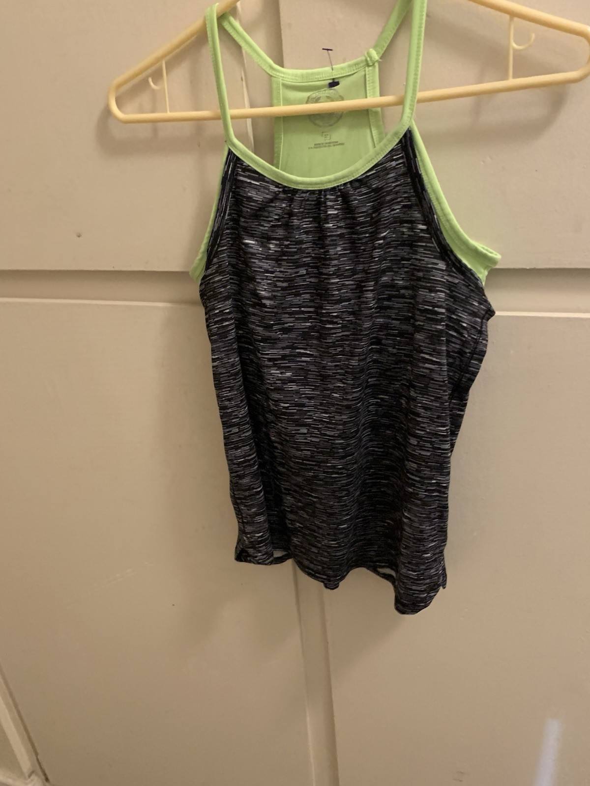 SO Activewear Tank Top Size 12 Racerback Black/white Neon Green