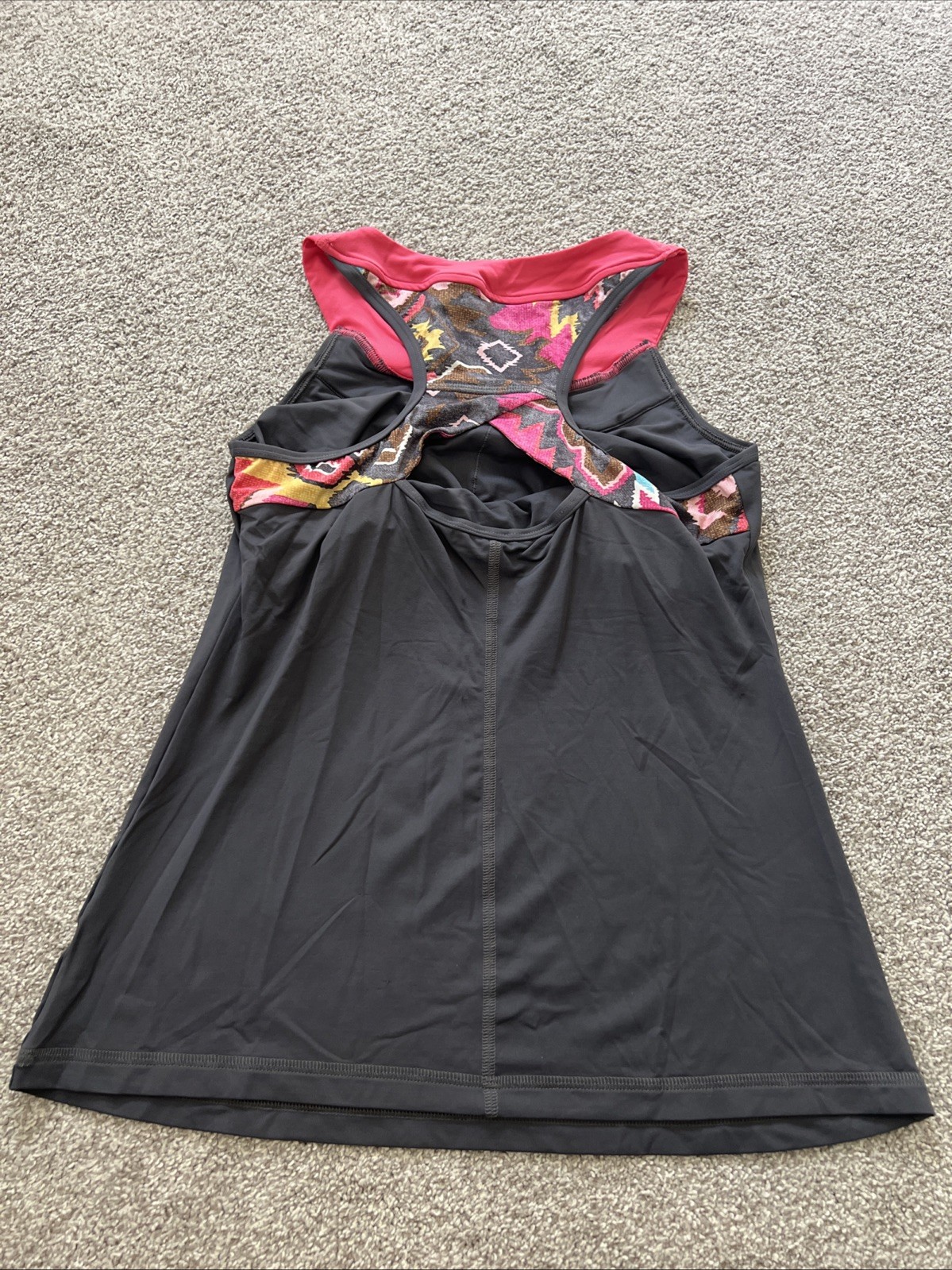 Sofibella Accent Tennis Athletic Gym Running Tank Top Small Racerback Gray Pink