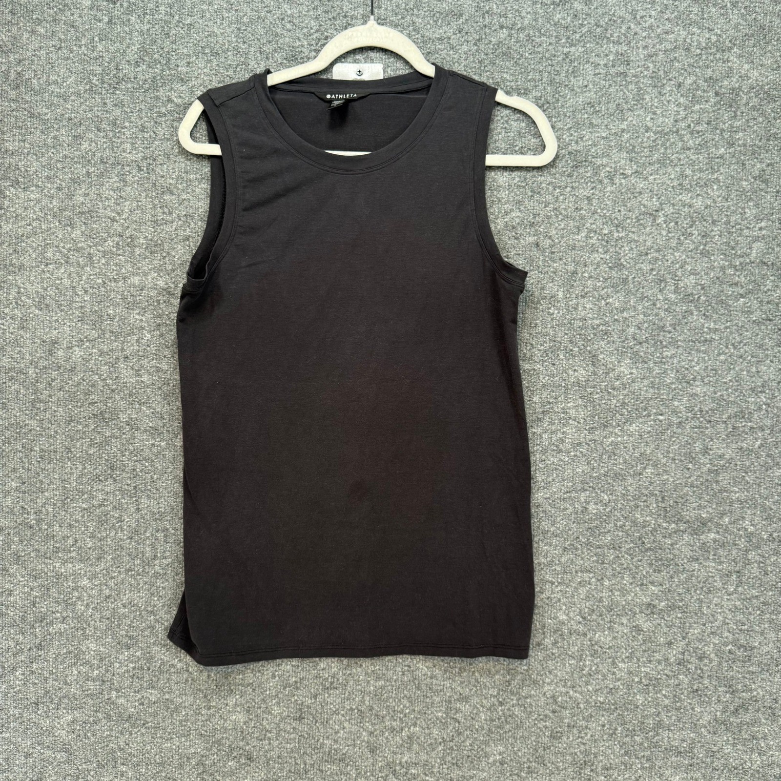 Athleta Renew Muscle Tank Women Small Black Sleeveless Crew Neck Yoga Gym Shirt