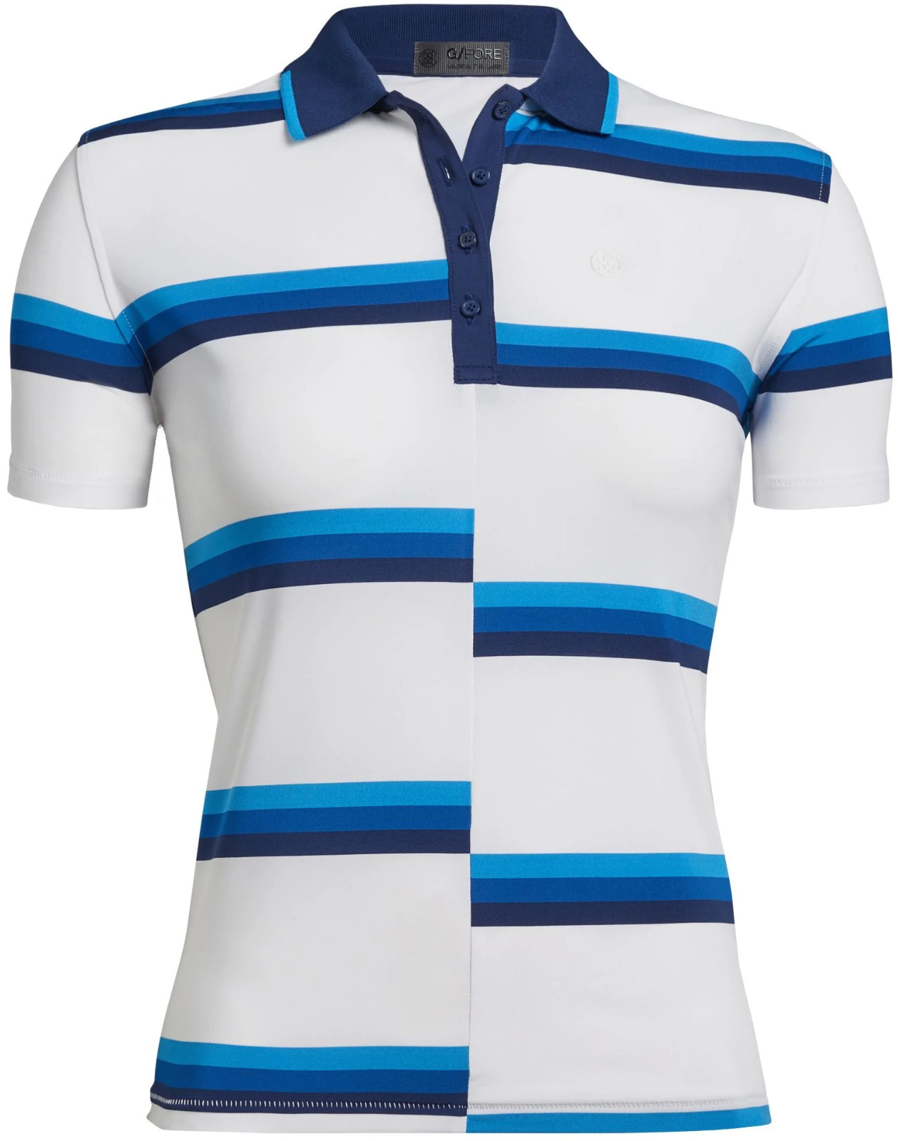 G/Fore Offset Stripe Tech Pique Polo Top XS S M L Turquoise Navy Women Golf NWT