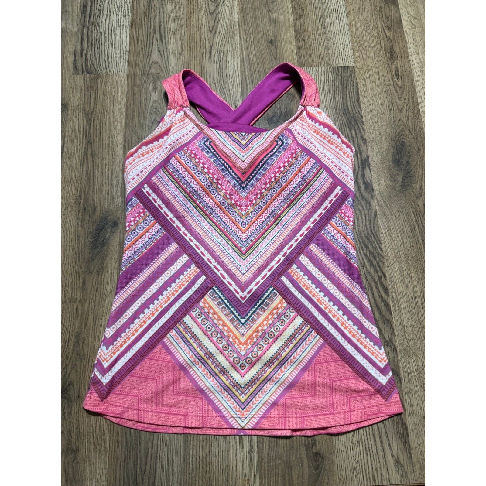 Prana Tank Top Women S Pink Geometric Yoga Athletic Excellent