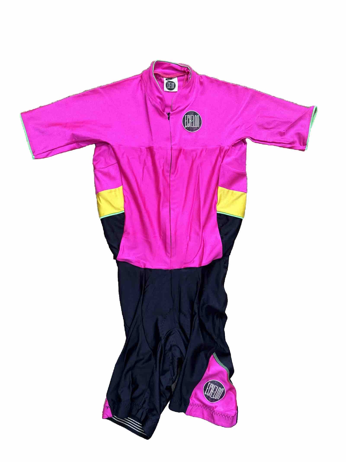 VTG 1990’s NIKE Echelon Cycling Suit – Full Zip Pink Black Nylon Small Biking.