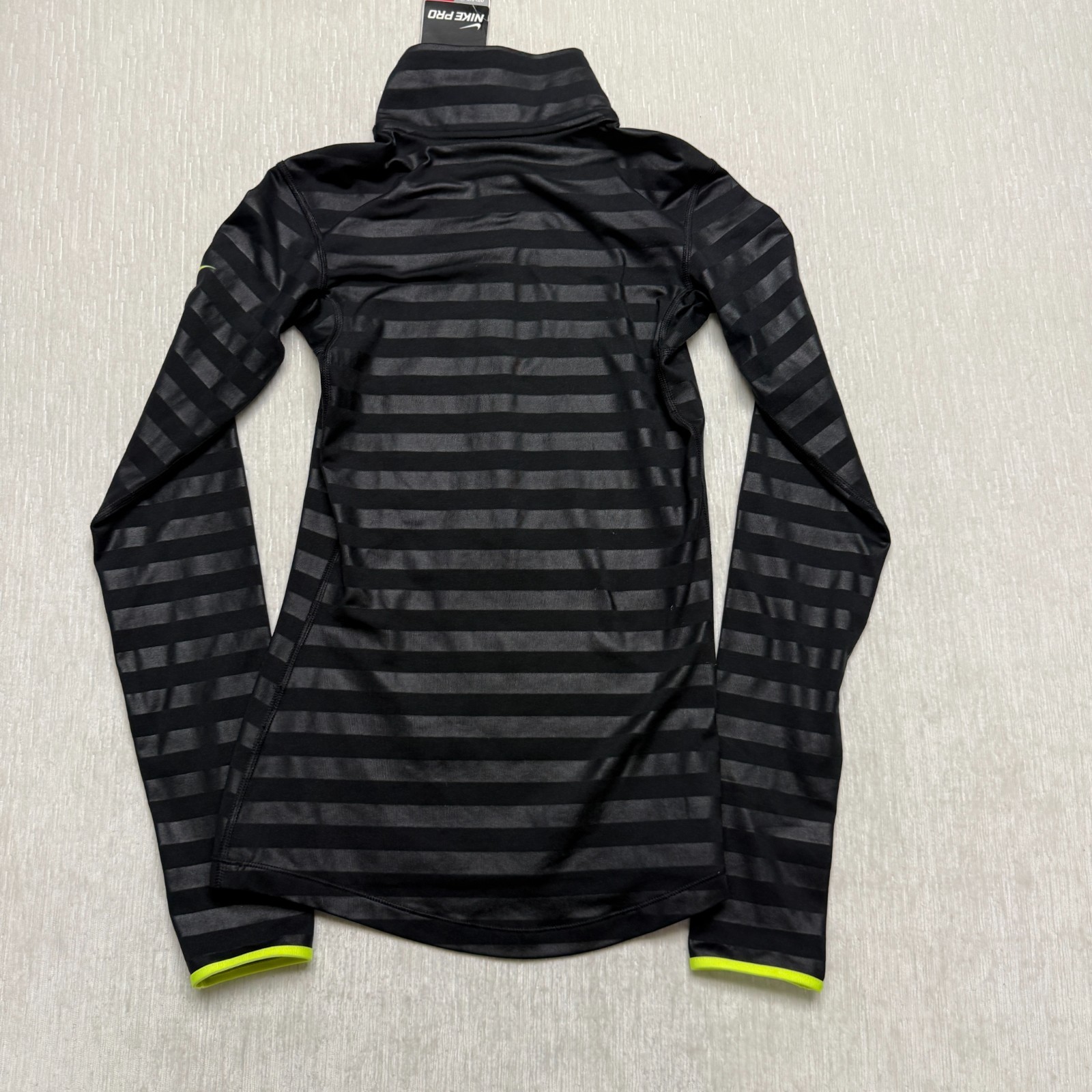 Nike Dri-Fit Pro Hyperwarm Base Layer Shirt 1/4 Zip Womens XS Black Thermal Neon