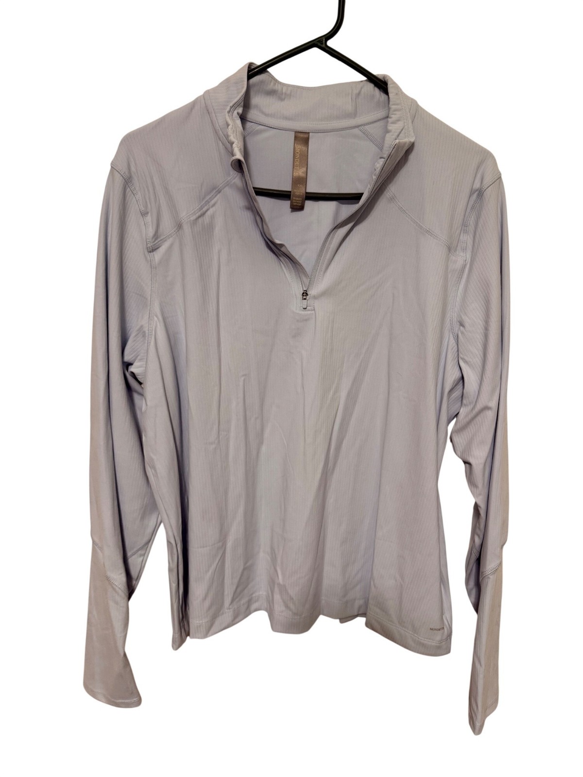 Mondetta Athletic Top Light Blue Ribbed 1/4 Zip Side Pocket Womans XXL