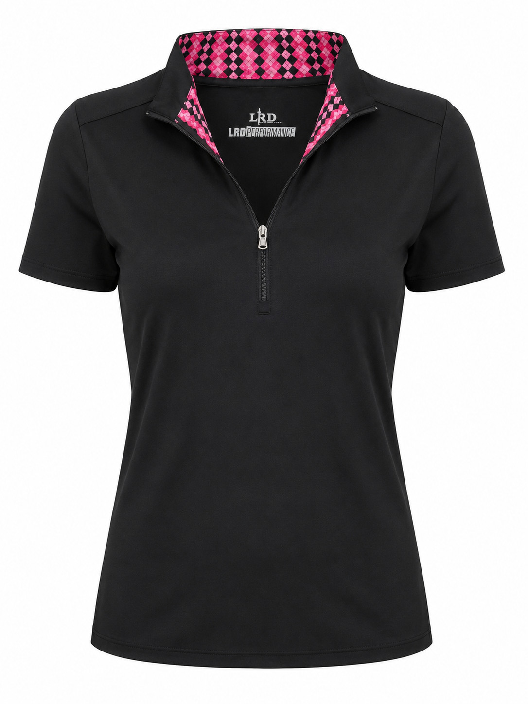 LRD Performance Women’s XL Black 1/4 Zip Athletic Golf Shirt Short Sleeve Pink T