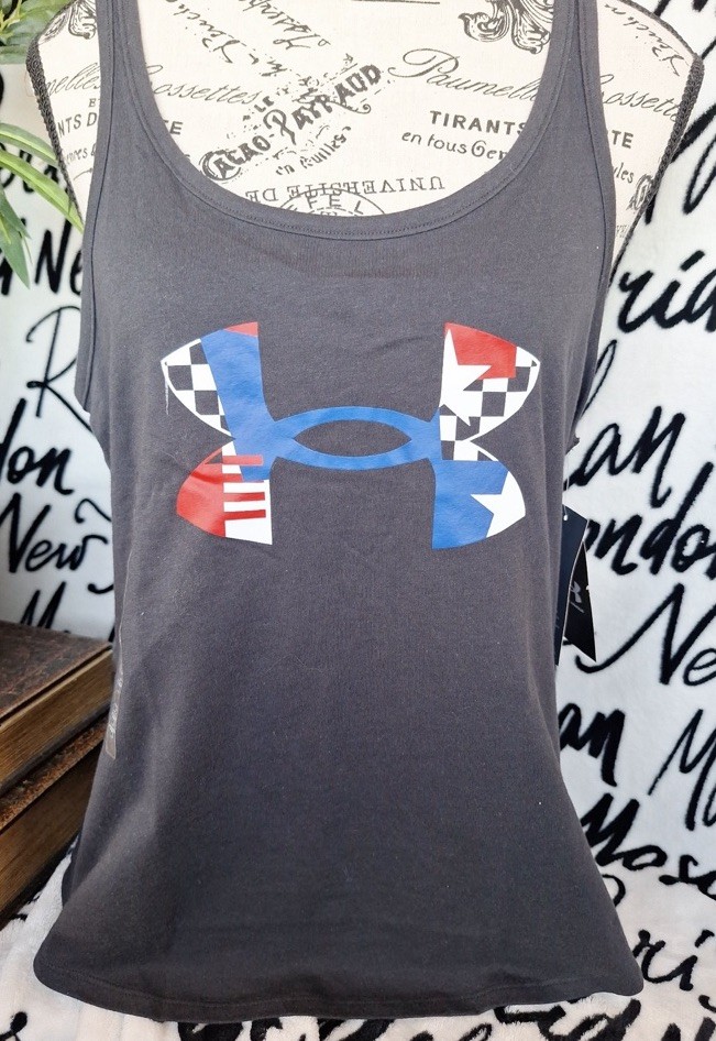 Under Armour Freedom Racerback Tank Top Black M Loose Fit Scoop Neck (AP0404)
