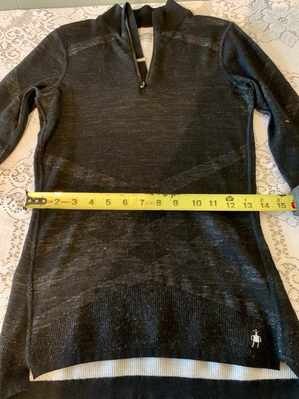 Smartwool Pullover Womens Size Medium Black Intraknit 200 1/4 Zip Merino
