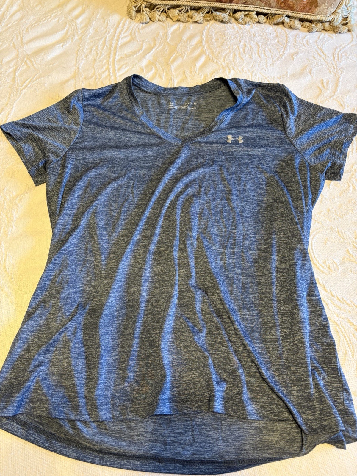 Under Armour HeatGear Women’s XL Heathered Blue V-Neck Loose Breathable Tee
