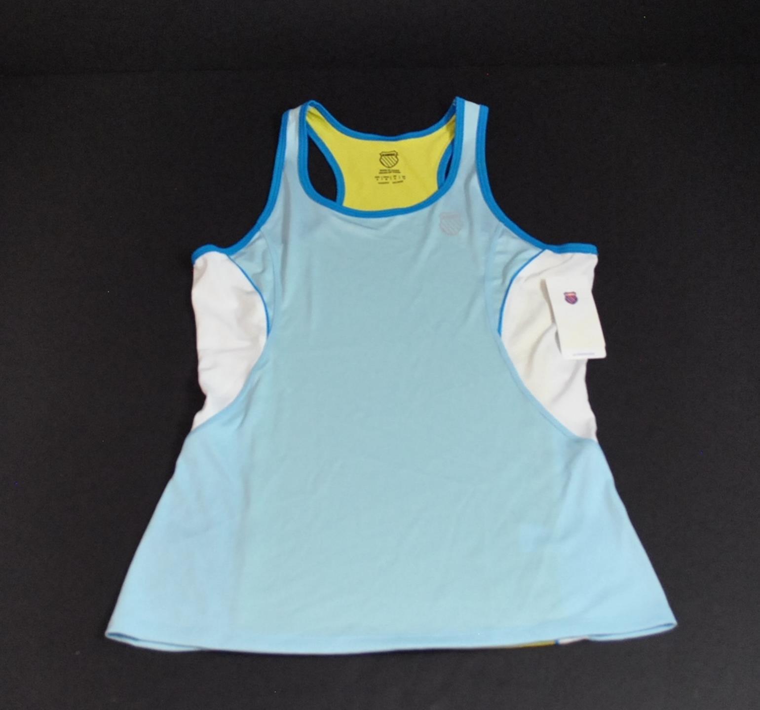 New K-Swiss Blue Heaven White Trim Racerback Shell Tank UV Protect Small P30