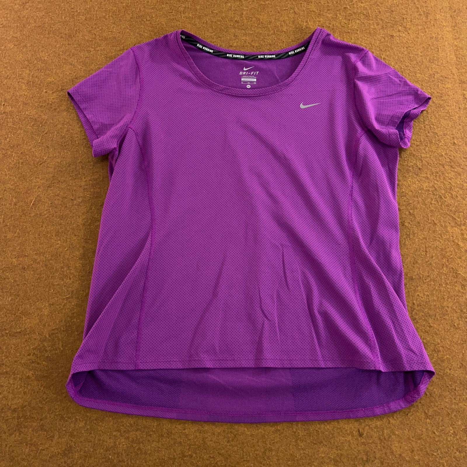Nike Womens XL Purple Dri-FIT Mesh Knit Performance Running T-Shirt