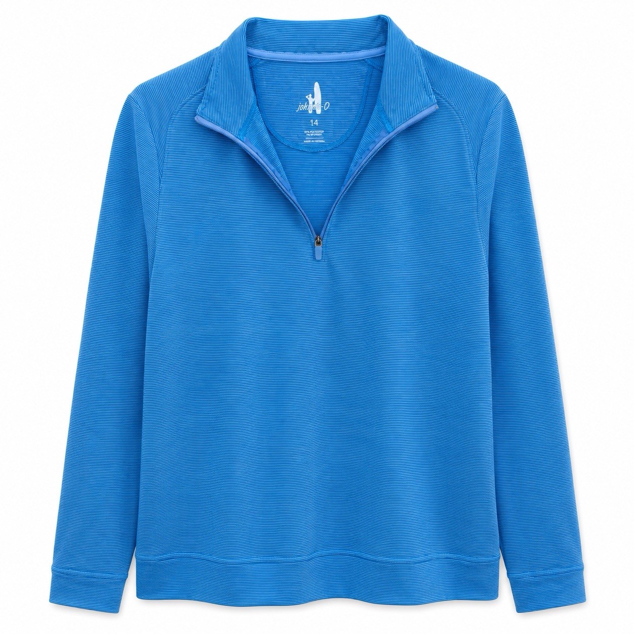 Johnnie-O Pullover 1/4 Zip Performance Golf Top Blue Striped Women’s Size 14