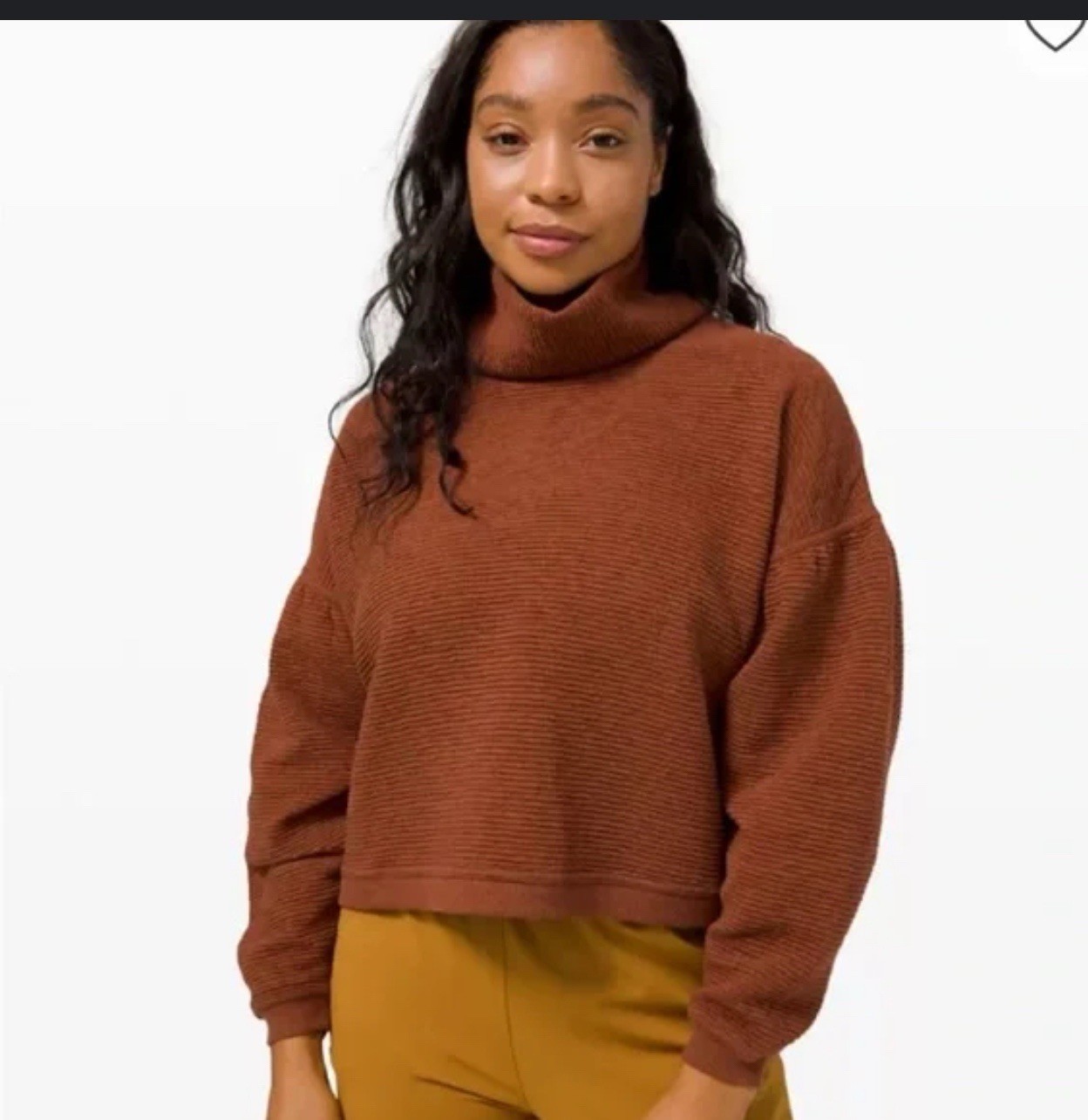 Lululemon Peaceful Moments Pullover S /M Rustic Orange Ribbed Crop High Neck