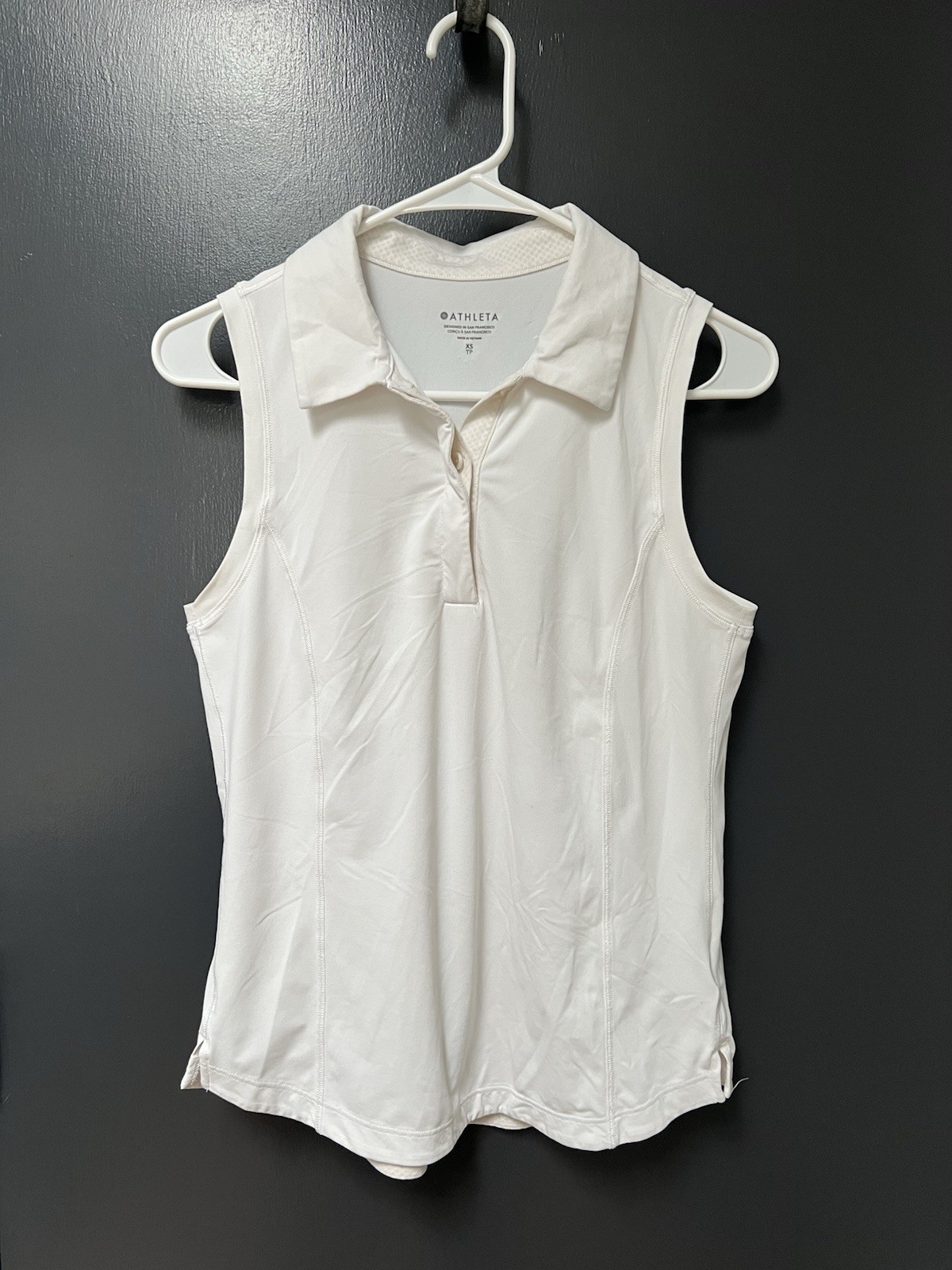 Athleta Advantage Polo Tank White Womens Sz XS Sleeveless Active Gym