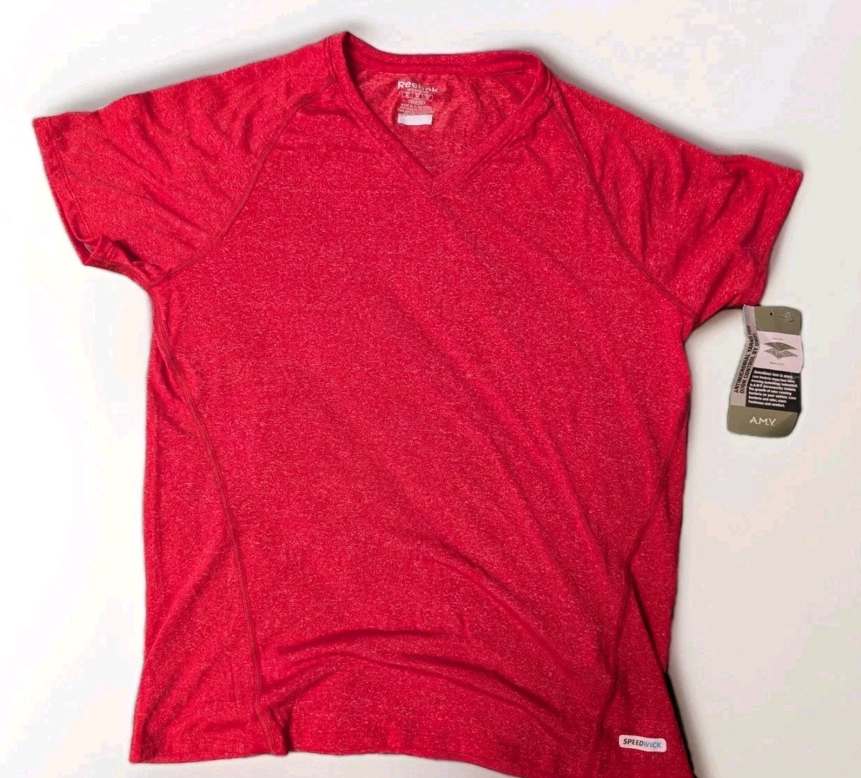Reebok Play Women’s Size XL Red Speedwick V Neck Workout Shirt