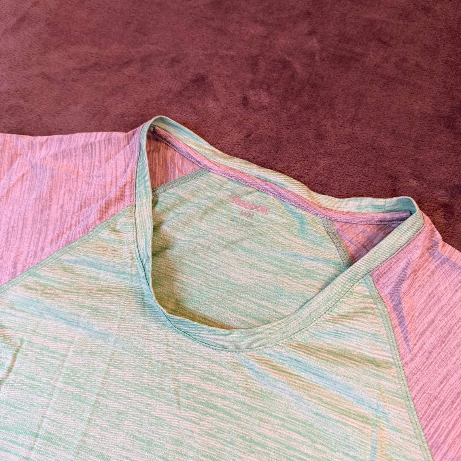 Reebok Speedwick T-Shirt Womens Medium Green Space Dye Raglan Sleeve