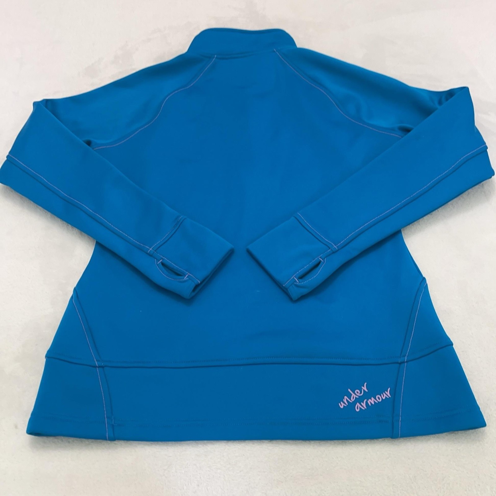 Under Armour ColdGear Pullover Womens Medium Blue 1/4 Zip Fleece Thumbholes