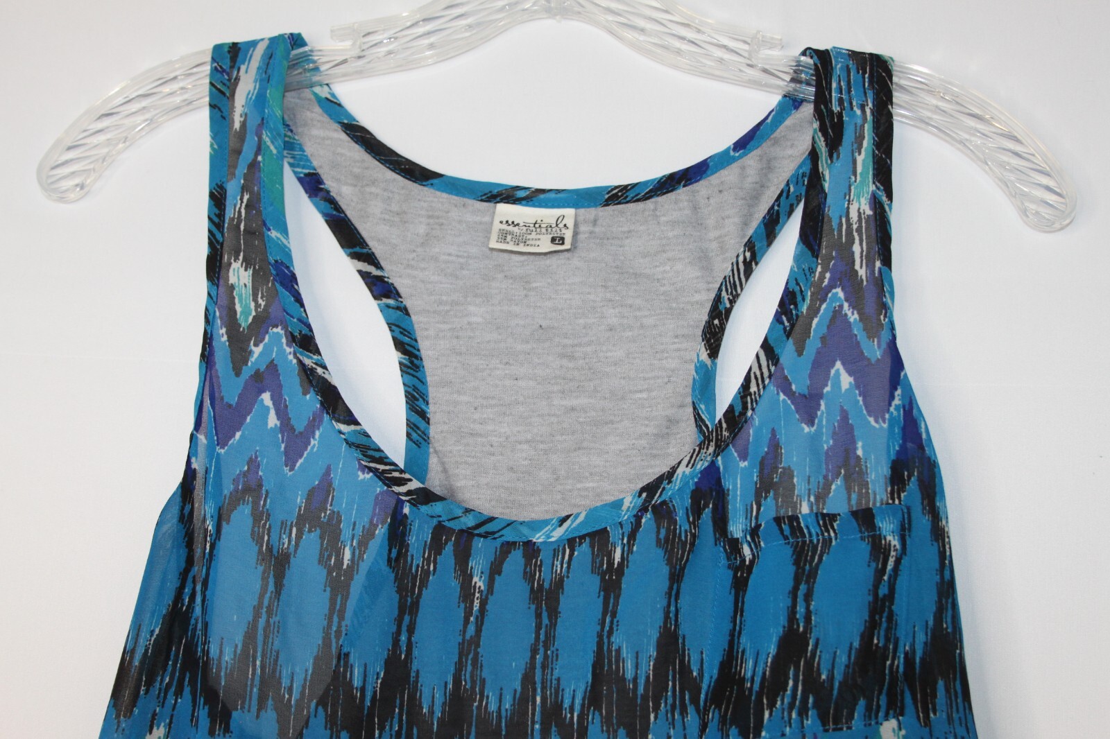 ESSENTIALS by FULL TILT WOMENS RACERBACK TANK TOP SZ L BLUE BLACK GREEN GRAY