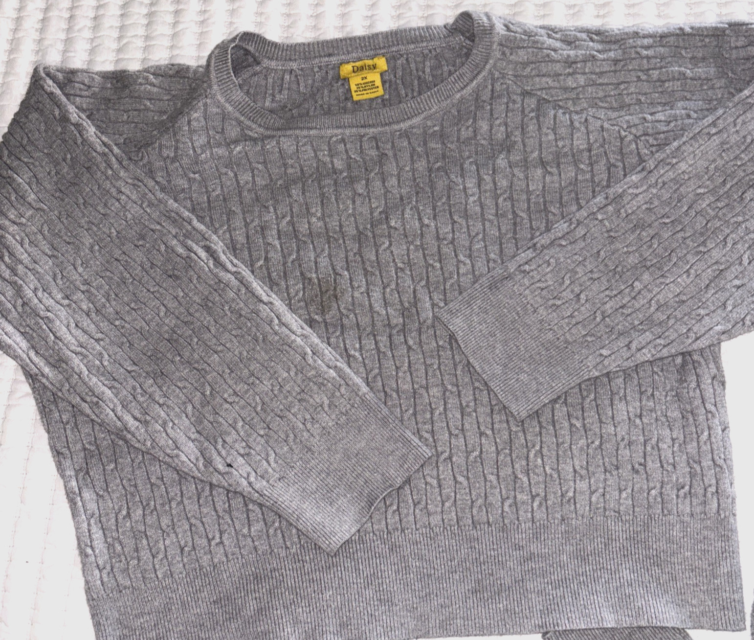 DAISY Top Cable Knit Pullover Lightweight Gray Combo Long Sleeve Top & Leggings