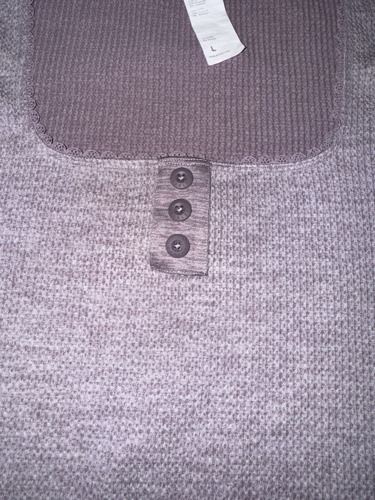 Fabletics Cable Knit Long-Sleeve Top size Large Faded Plum Heathered Purple