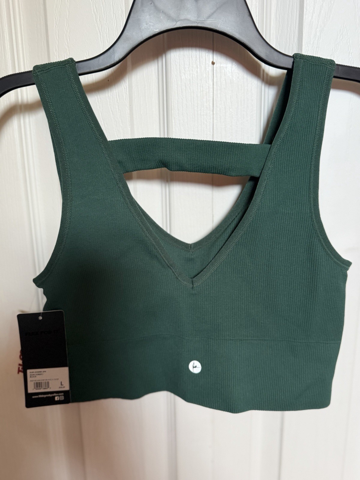90 Degree by Reflex Rib Seamless Bianca Crop Bra Top V Neck Size L NWT