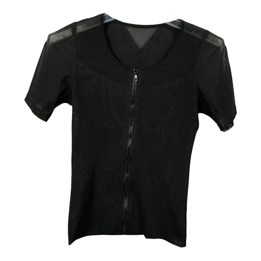 Zerobody Women’s Size M Black Short Sleeve Zip Front Mesh Body Shaper Top